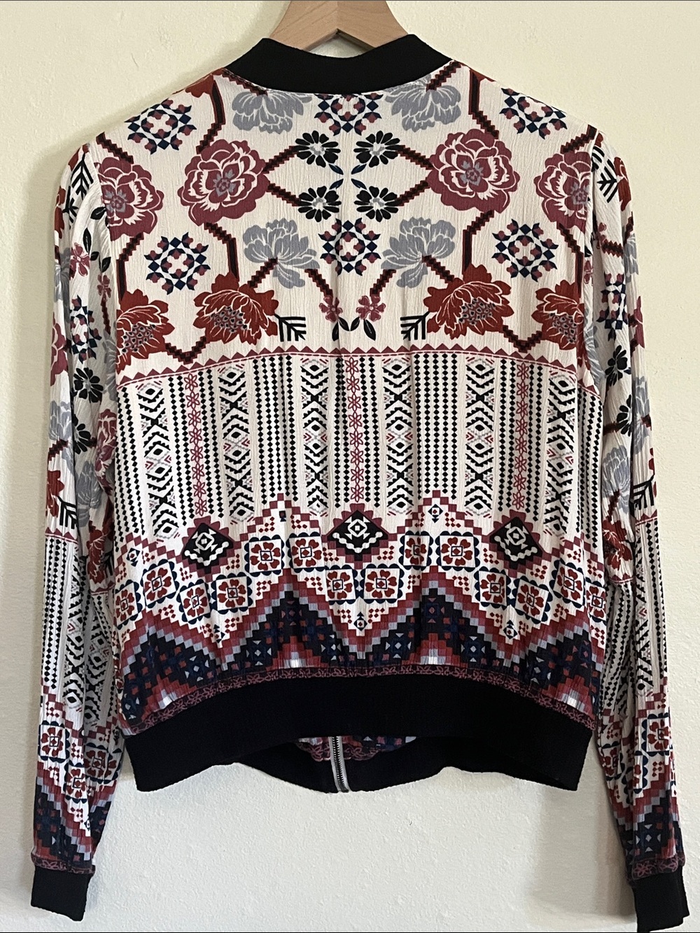 Chloe & Katie Floral Geo Zip Bomber Jacket - (has pockets) - Picture 7 of 8